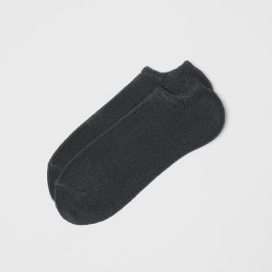 Face Pile Ankle Socks / Charcoal