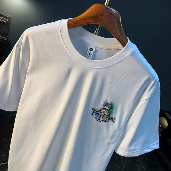 2025 New Embroidered Printed T-shirt for Men's Trendy High end Leisure Loose Summer Street Men's Clothing - Image 5
