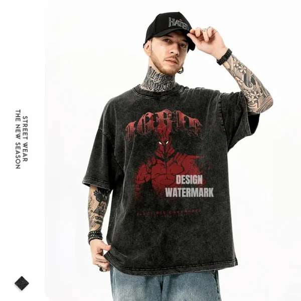 Anime S-Solo L-Leveling Shirts Vintage Washed Sung Jin-Woo T-shirt Oversized Streetwear Manga Igris Short Sleeve Tops Tees Men - Image 5