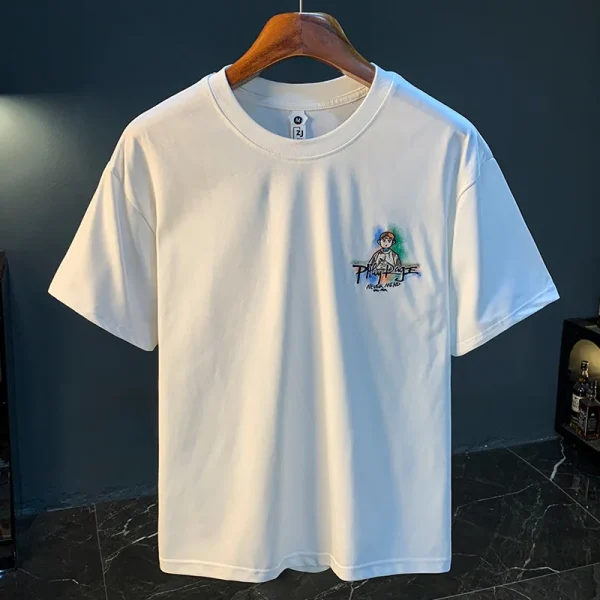 2025 New Embroidered Printed T-shirt for Men's Trendy High end Leisure Loose Summer Street Men's Clothing - Image 3