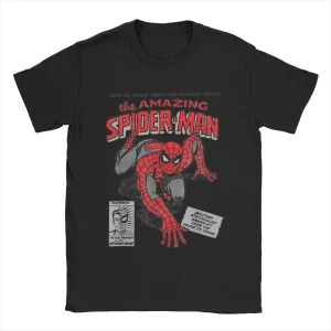 Spider-man Spiderman Movie Retro Comic Men T Shirts Creative Tees Round Neck T-Shirt 100% Cotton Birthday Present Tops