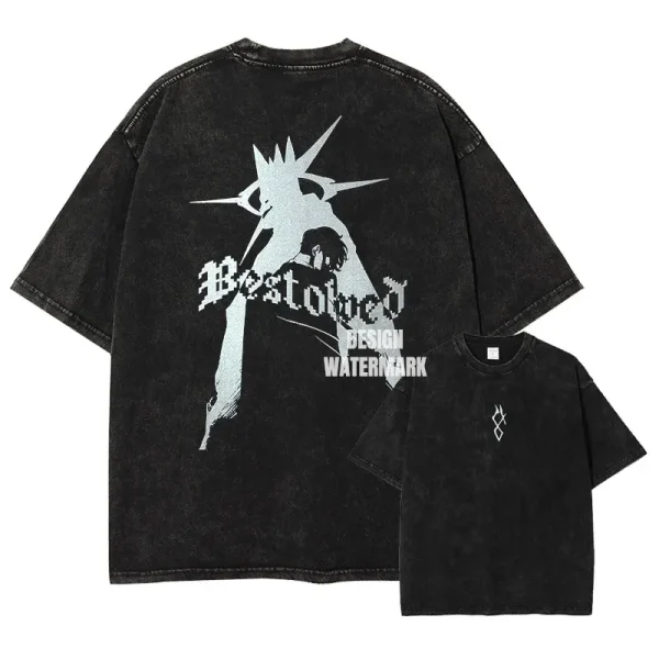 Anime S-Solo L-Leveling Shirts Vintage Washed Sung Jin-Woo T-shirt Oversized Streetwear Manga Igris Short Sleeve Tops Tees Men - Image 6